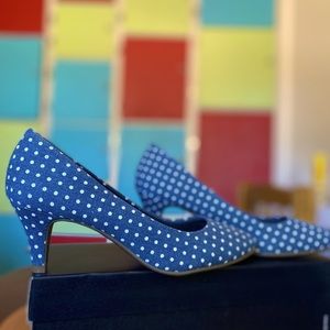 Vintage Denim Polka Dot Heels